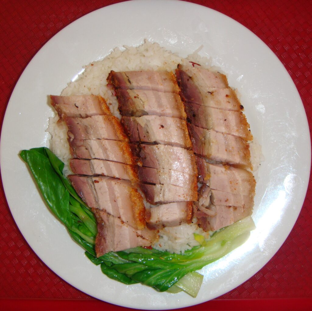 Pork Meat Rice Crispy pork on rice - M+M Tea